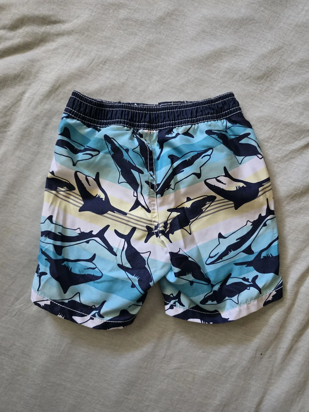 Old Navy Navy & White Skark Print Swim Trunks - Size 12/18M